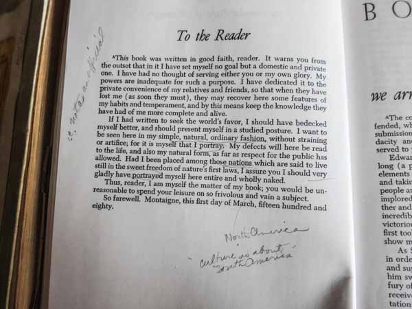 The first page of the Essays