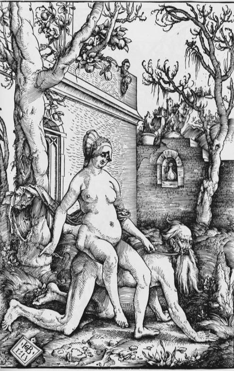 Phyllis Riding Aristotle by Hans Baldung Grien, 1513